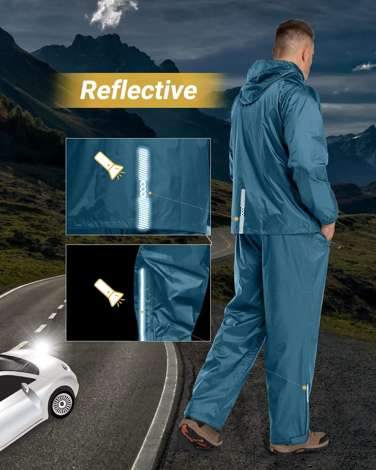 Outdoor Ventures Men's Rain Suit Waterproof Breathable Rain Gear Golf Rain Suits for Male (Rain Jackets and Pants)