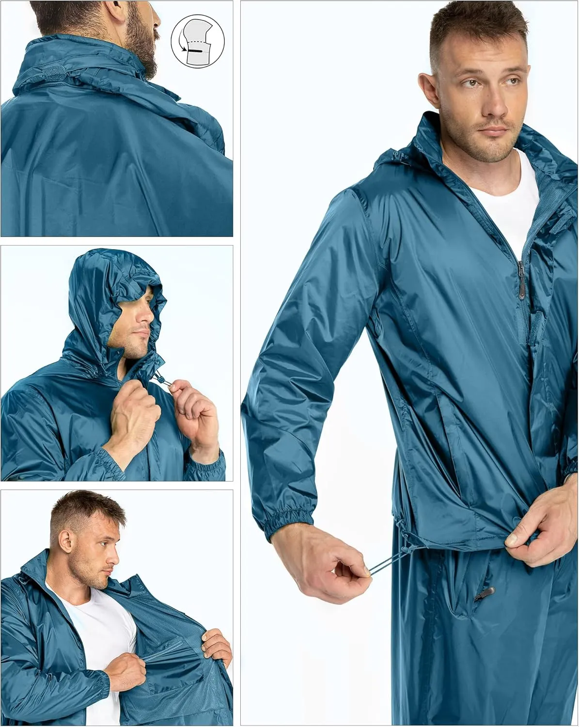 Outdoor Ventures Men's Rain Suit Waterproof Breathable Rain Gear Golf Rain Suits for Male (Rain Jackets and Pants)