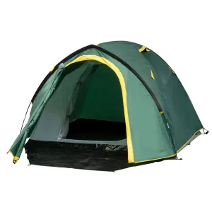 Outsunny Dome Tent for 2 Person Camping Tent with Large Windows, Waterproof Green and Yellow