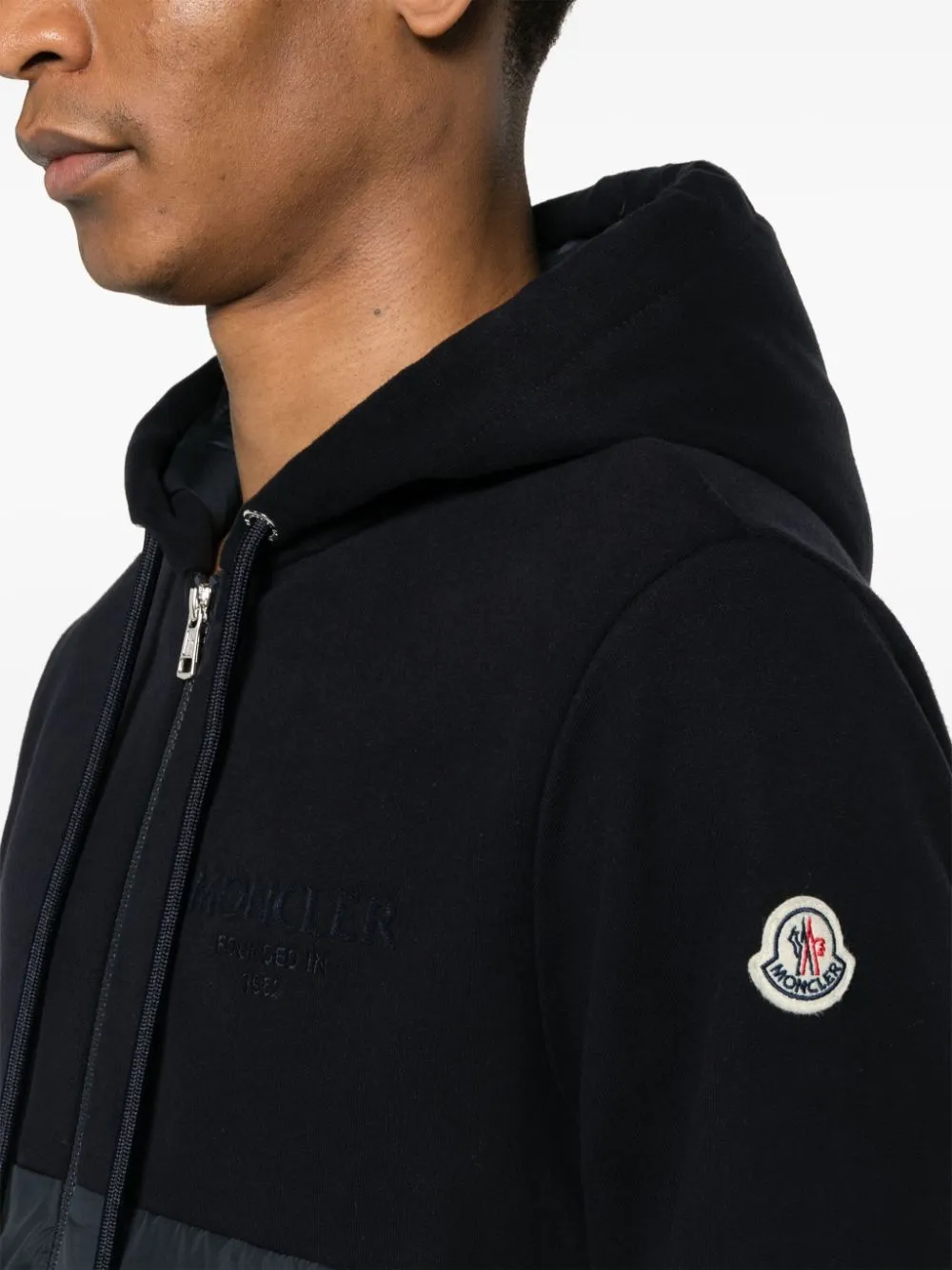 padded-panelled hooded jacket