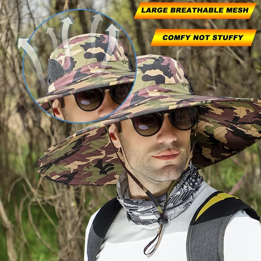 Peicees Super Wide Brim Sun Hat Men Women Fishing Bucket Hat Safari Cowboy Hat