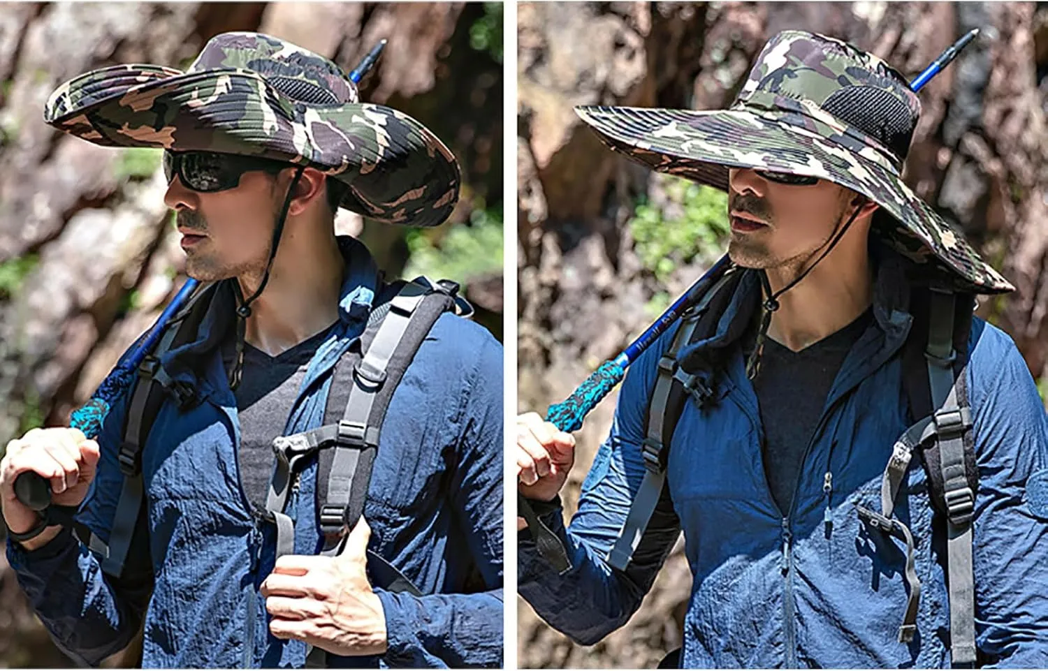 Peicees Super Wide Brim Sun Hat Men Women Fishing Bucket Hat Safari Cowboy Hat