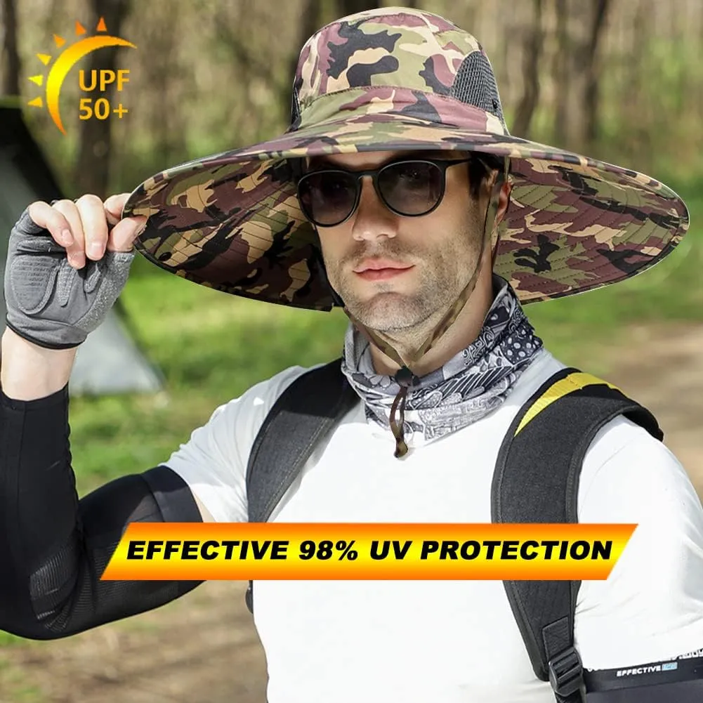 Peicees Super Wide Brim Sun Hat Men Women Fishing Bucket Hat Safari Cowboy Hat