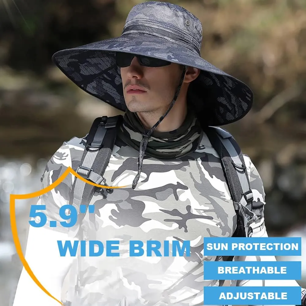 Peicees Super Wide Brim Sun Hat UPF 50  UV Waterproof Fishing Hat for Men Women