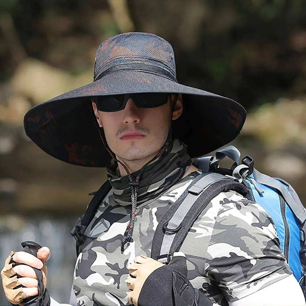 Peicees Super Wide Brim Sun Hat UPF 50  UV Waterproof Fishing Hat for Men Women