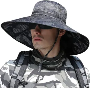 Peicees Super Wide Brim Sun Hat UPF 50  UV Waterproof Fishing Hat for Men Women
