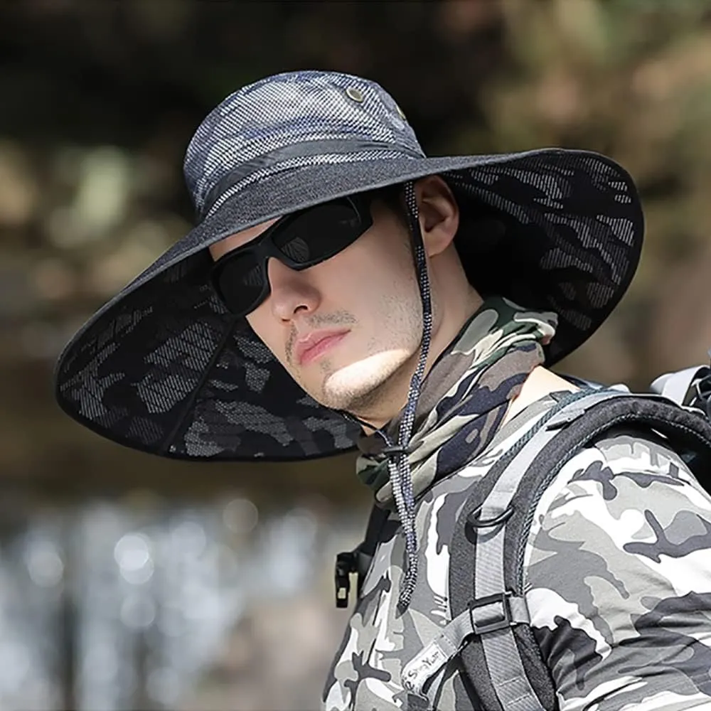 Peicees Super Wide Brim Sun Hat UPF 50  UV Waterproof Fishing Hat for Men Women