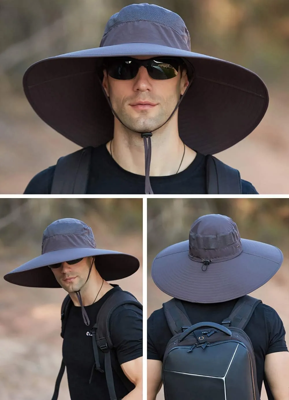 Peicees Super Wide Brim Sun Hat UPF 50  UV Waterproof Fishing Hat for Men Women