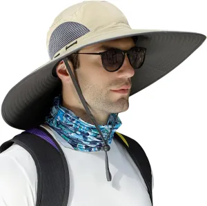 Peicees Super Wide Brim Sun Hat UPF 50  UV Waterproof Fishing Hat for Men Women