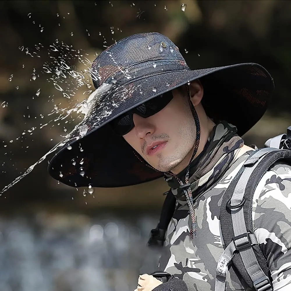Peicees Super Wide Brim Sun Hat UPF 50  UV Waterproof Fishing Hat for Men Women
