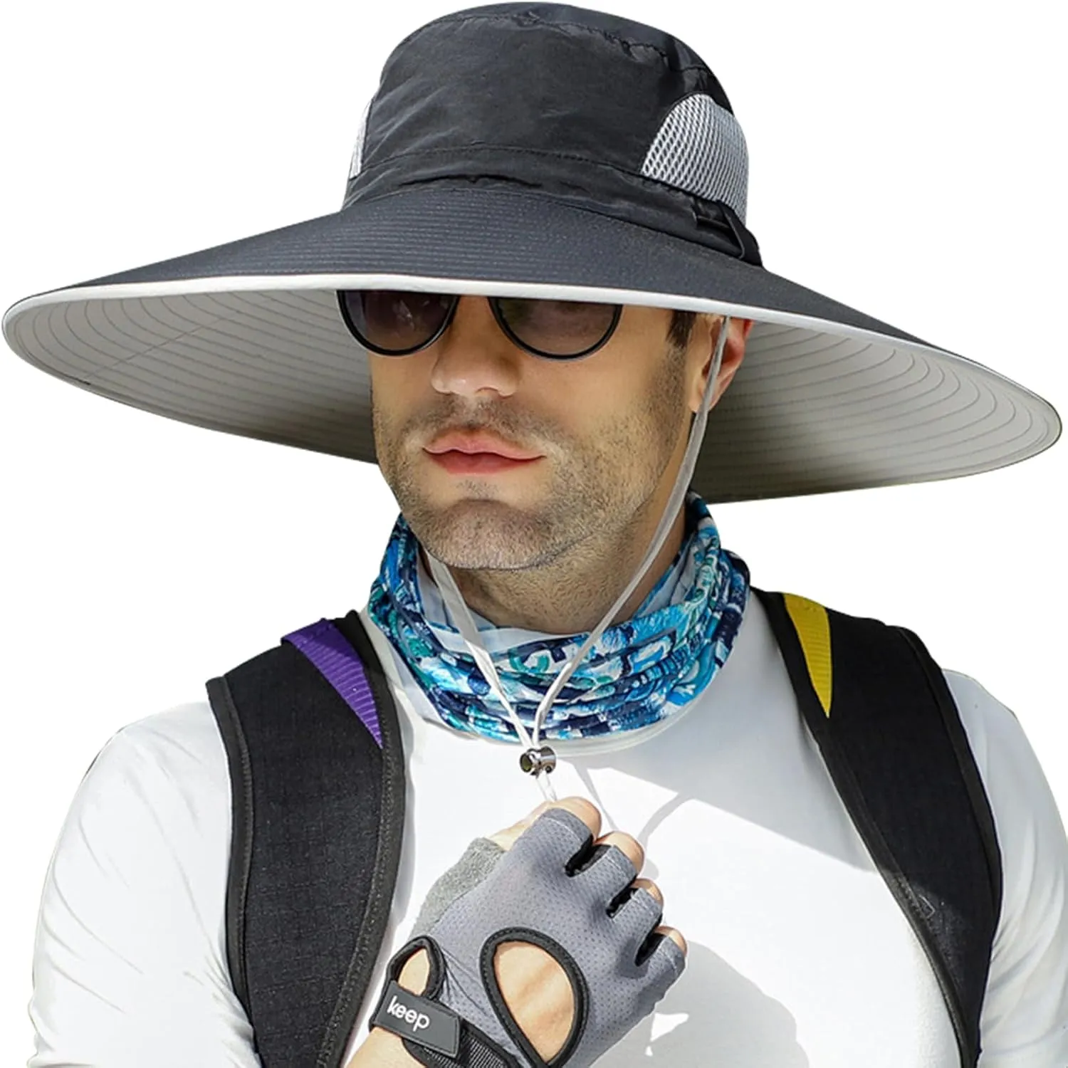 Peicees Super Wide Brim Sun Hat UPF 50  UV Waterproof Fishing Hat for Men Women