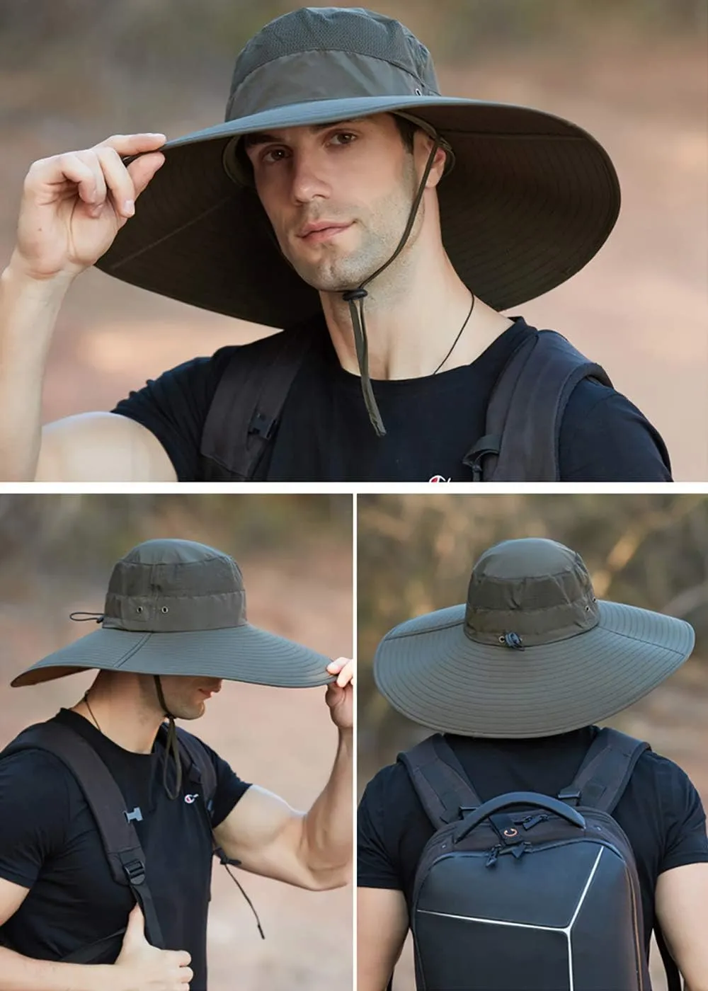 Peicees Super Wide Brim Sun Hat UPF 50  UV Waterproof Fishing Hat for Men Women