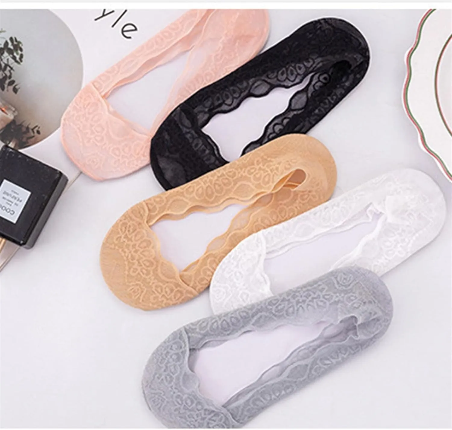 Pleteffect Socks, Mesh Lace No Show Liner Socks for Women, Breathable Non-slip Liner Boat