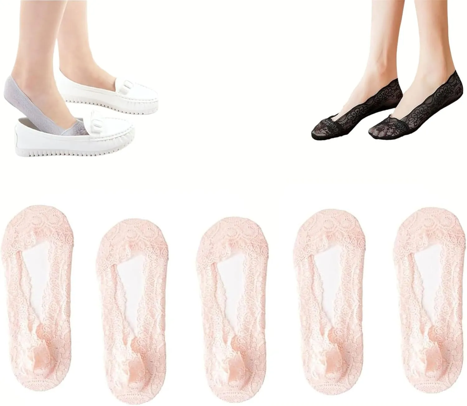 Pleteffect Socks, Mesh Lace No Show Liner Socks for Women, Breathable Non-slip Liner Boat