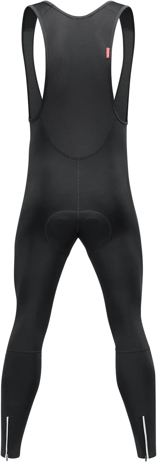 qualidyne Men's Cycling Bib Pants 3D Padded Winter Thermal Cold Weather Bike Bib Tights Biking Bicycle Long Leggings