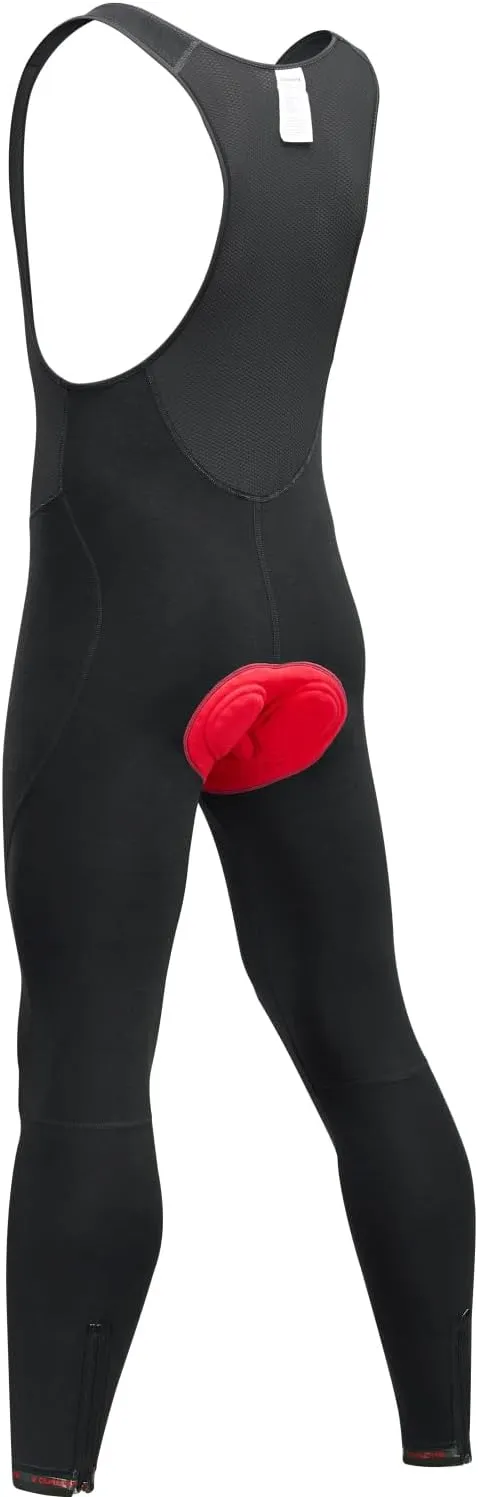 qualidyne Men's Cycling Bib Pants 3D Padded Winter Thermal Cold Weather Bike Bib Tights Biking Bicycle Long Leggings