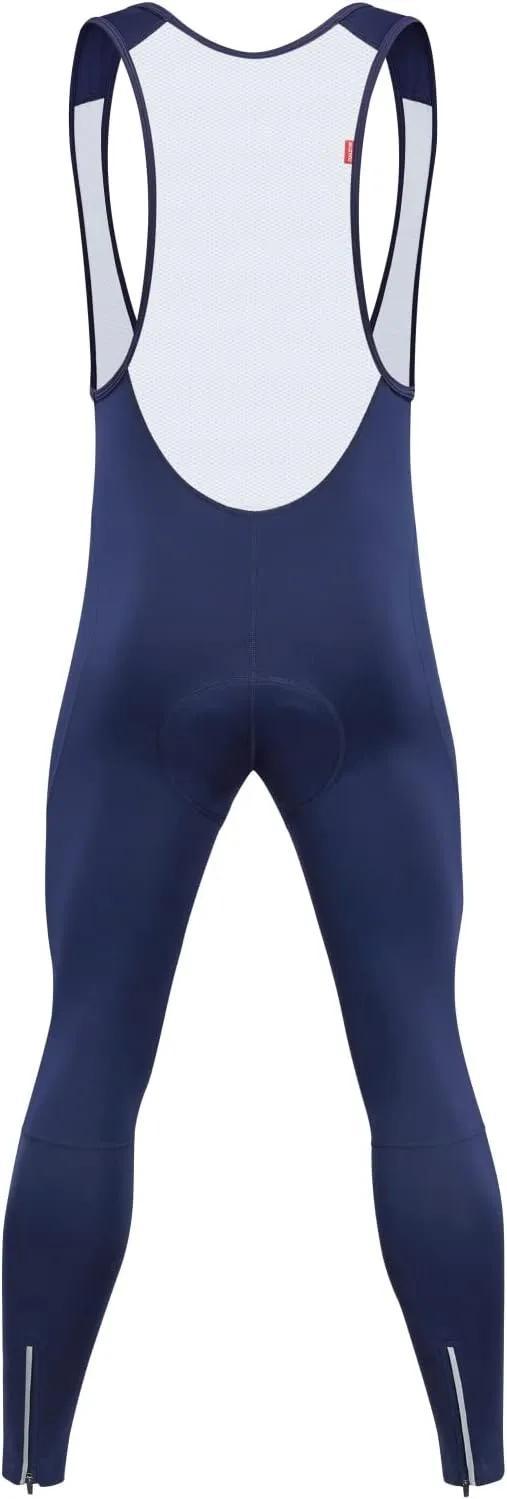 qualidyne Men's Cycling Bib Pants 3D Padded Winter Thermal Cold Weather Bike Bib Tights Biking Bicycle Long Leggings