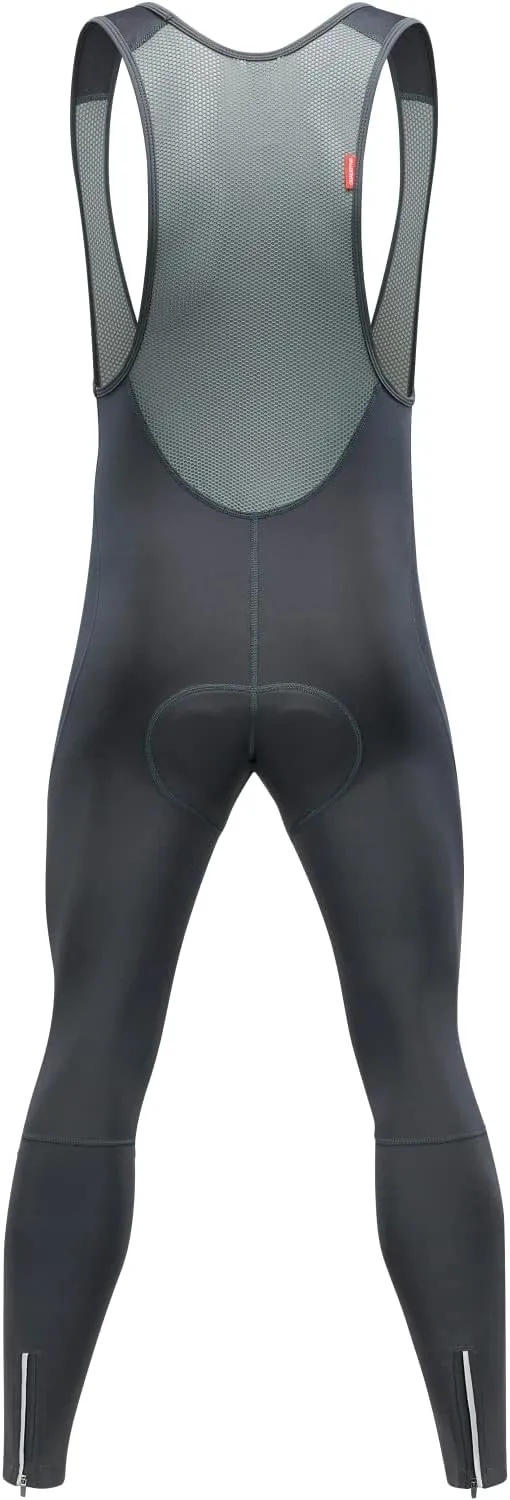 qualidyne Men's Cycling Bib Pants 3D Padded Winter Thermal Cold Weather Bike Bib Tights Biking Bicycle Long Leggings