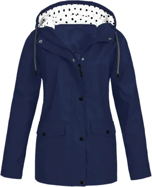 Rain Coat for Women Waterproof Outdoor Hiking Raincoat Lined Rain Jacket Lightweight Hooded Jackets Trench Coats