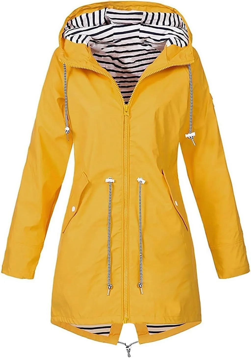Rain Jacket Women 2024 Fall Lightweight Waterproof Zip Up Raincoat Windbreaker Outdoor Hooded Trench Coat