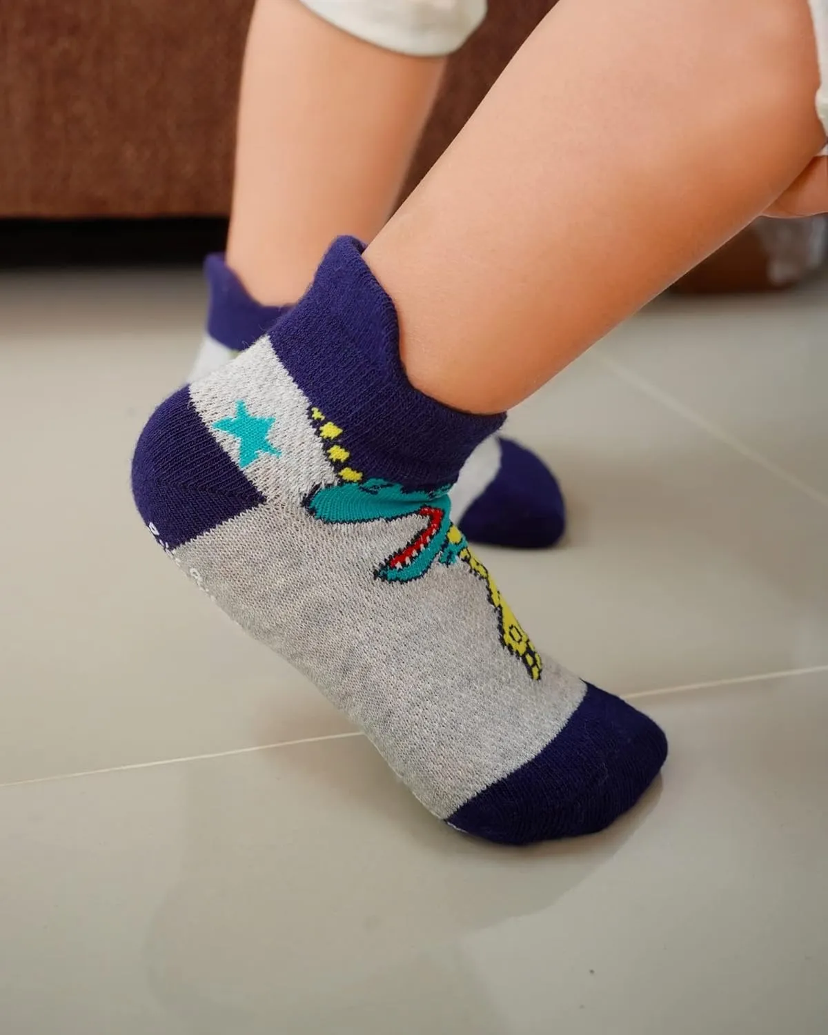 RATIVE Anti Slip Ankle Socks with Grips for Baby Toddler Kids Boys Girls