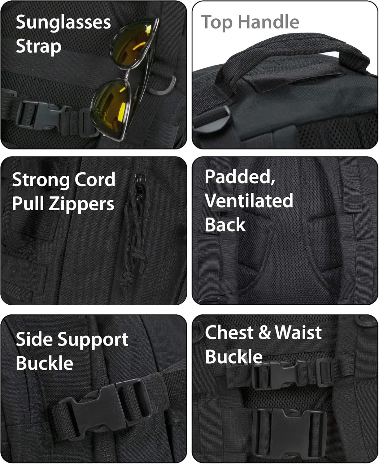 Rockland Military Tactical Laptop Backpack, Black, Large
