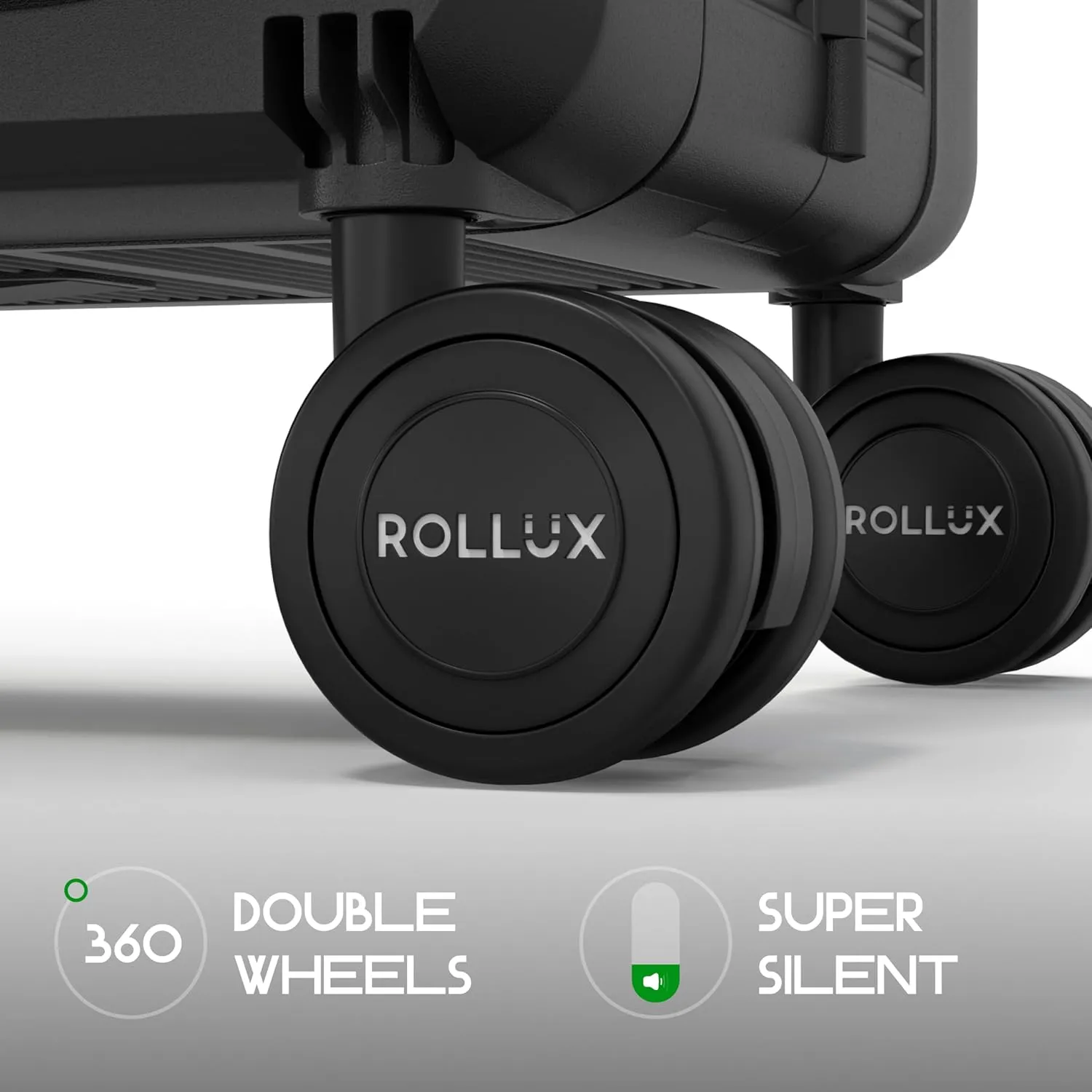 Rollux Collapsible Suitcase with Wheels, Water and Impact Resistant Hard Shell Carry On Luggage with Silent Double Spinner Wheels, 20 Inch Carry On Luggage with TSA Lock, [20 inch]  Black