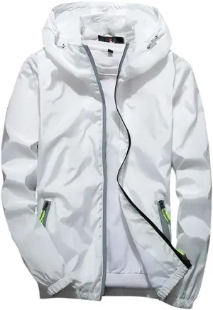 RTRDE Mens Lightweight Waterproof Rain Jacket Windbreaker Casual Refleciton Zip Up Jackets with Hood Mens, M-7XL