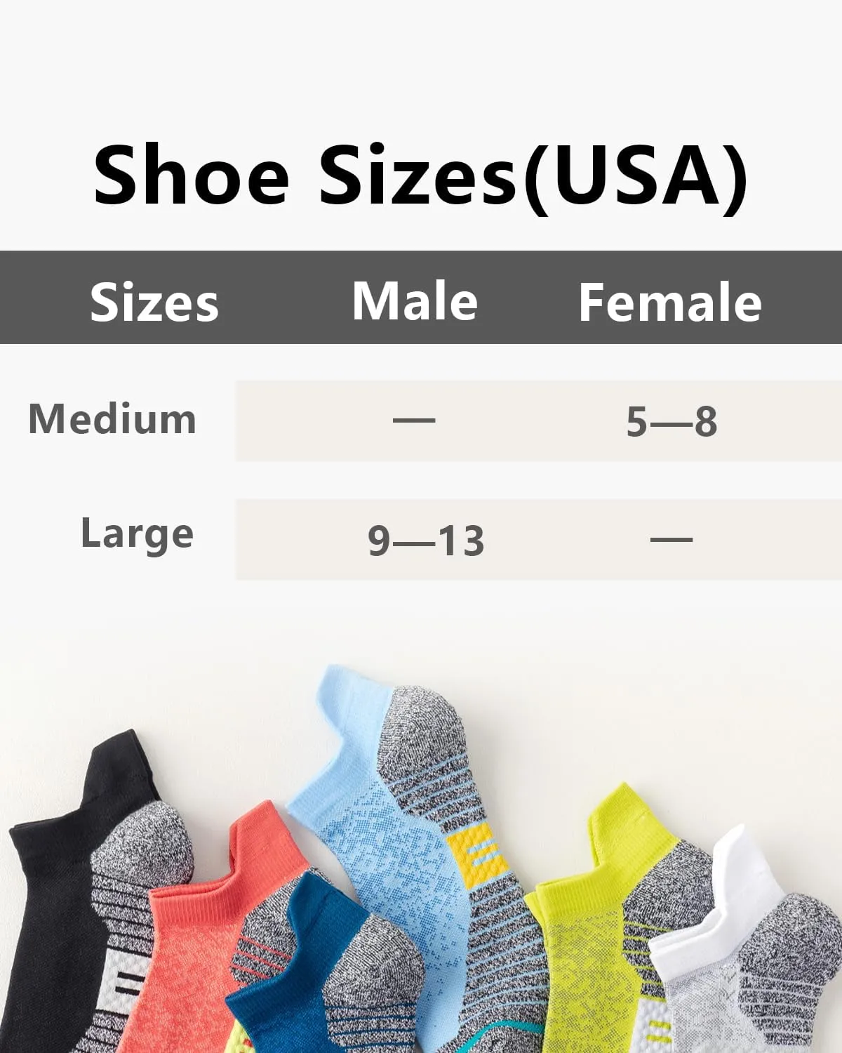 Running Socks No Show Athletic Ankle Socks Low Cut Sport Compression Hiking Socks Woens/Mens 6-Pairs 5-8/9-13