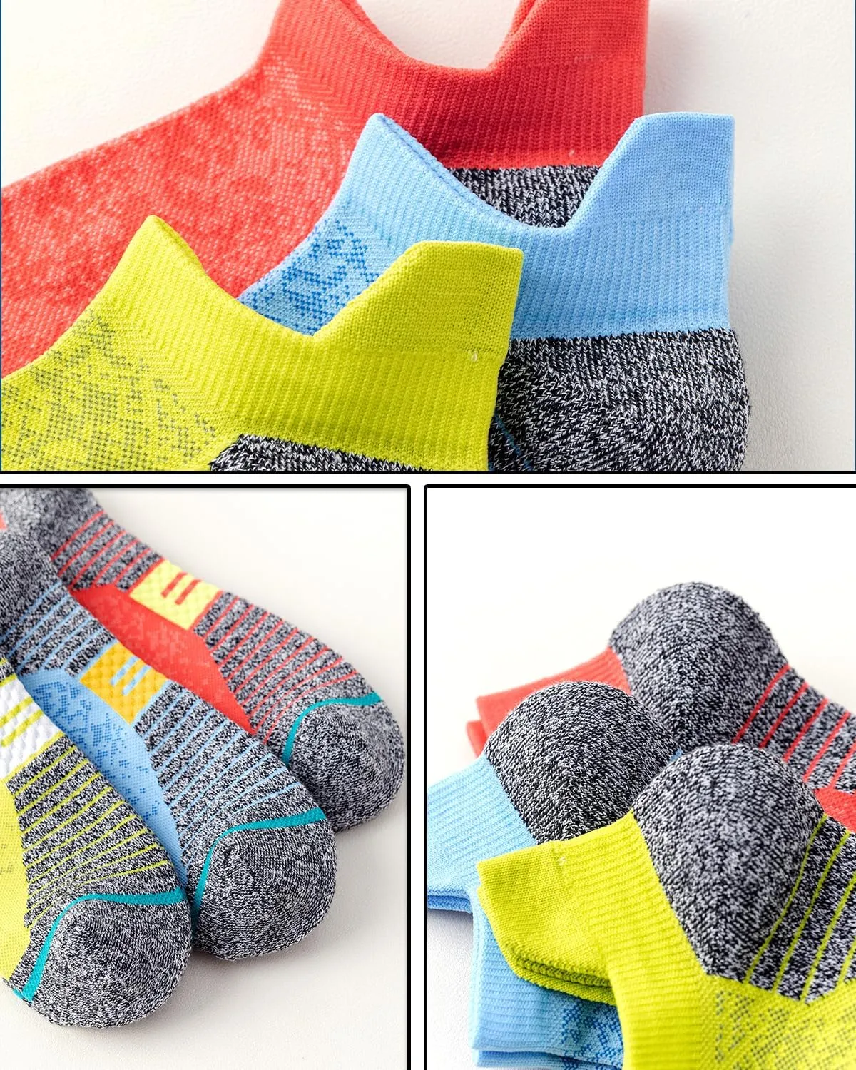 Running Socks No Show Athletic Ankle Socks Low Cut Sport Compression Hiking Socks Woens/Mens 6-Pairs 5-8/9-13