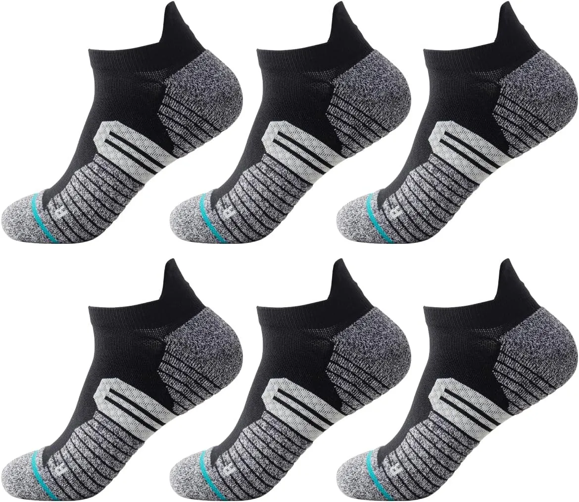 Running Socks No Show Athletic Ankle Socks Low Cut Sport Compression Hiking Socks Woens/Mens 6-Pairs 5-8/9-13