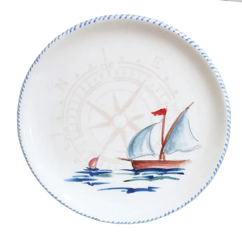Sailboat Compass Round Platter