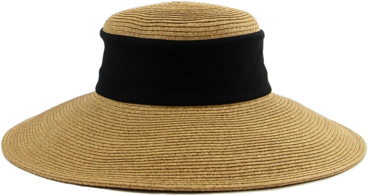 San Diego Hat Company Women's Sun Hat with Collapsible Crown, Black
