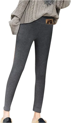 sdbrld Fleece Lined Leggings Women,Womens Fleece Lined Leggings High Waist Thick Warm Pants Tummy Control Soft Thermal Tights