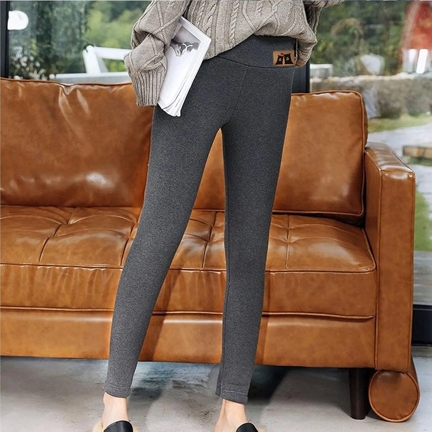 sdbrld Fleece Lined Leggings Women,Womens Fleece Lined Leggings High Waist Thick Warm Pants Tummy Control Soft Thermal Tights
