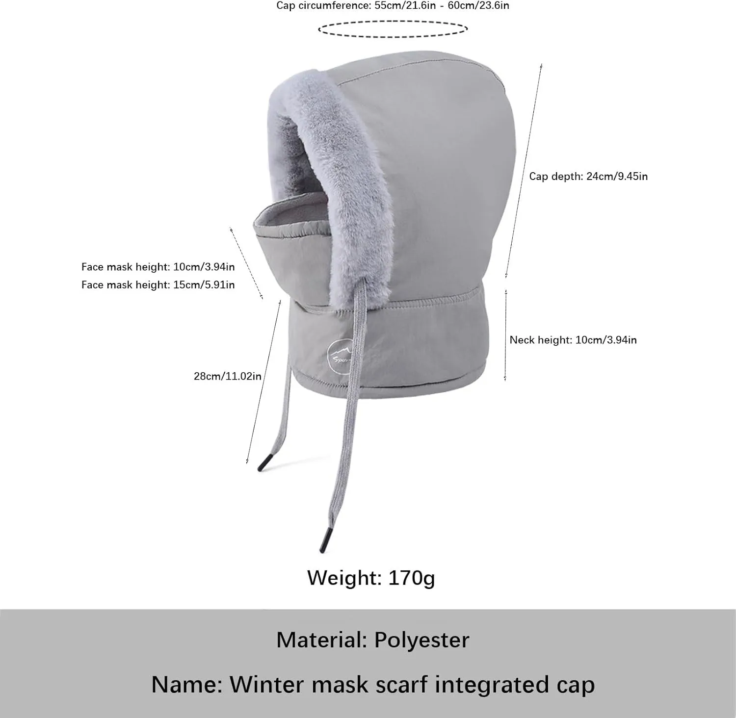 Ski Mask for Men Women Winter Thicken Hat Warm Windproof Face Mask Full Head Cover Scarf Neck for Cold Weather