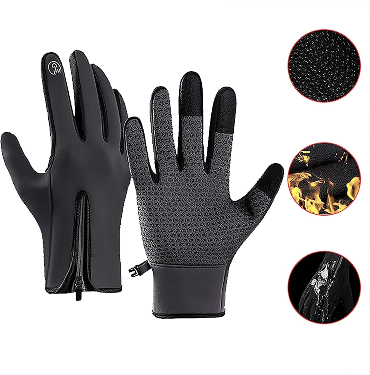 Snowboard Winter Gloves Women Men Cold Weather Ski Warm Thermal Snow Gloves Driving Hiking Cycling Insulated (Grey, One Size)