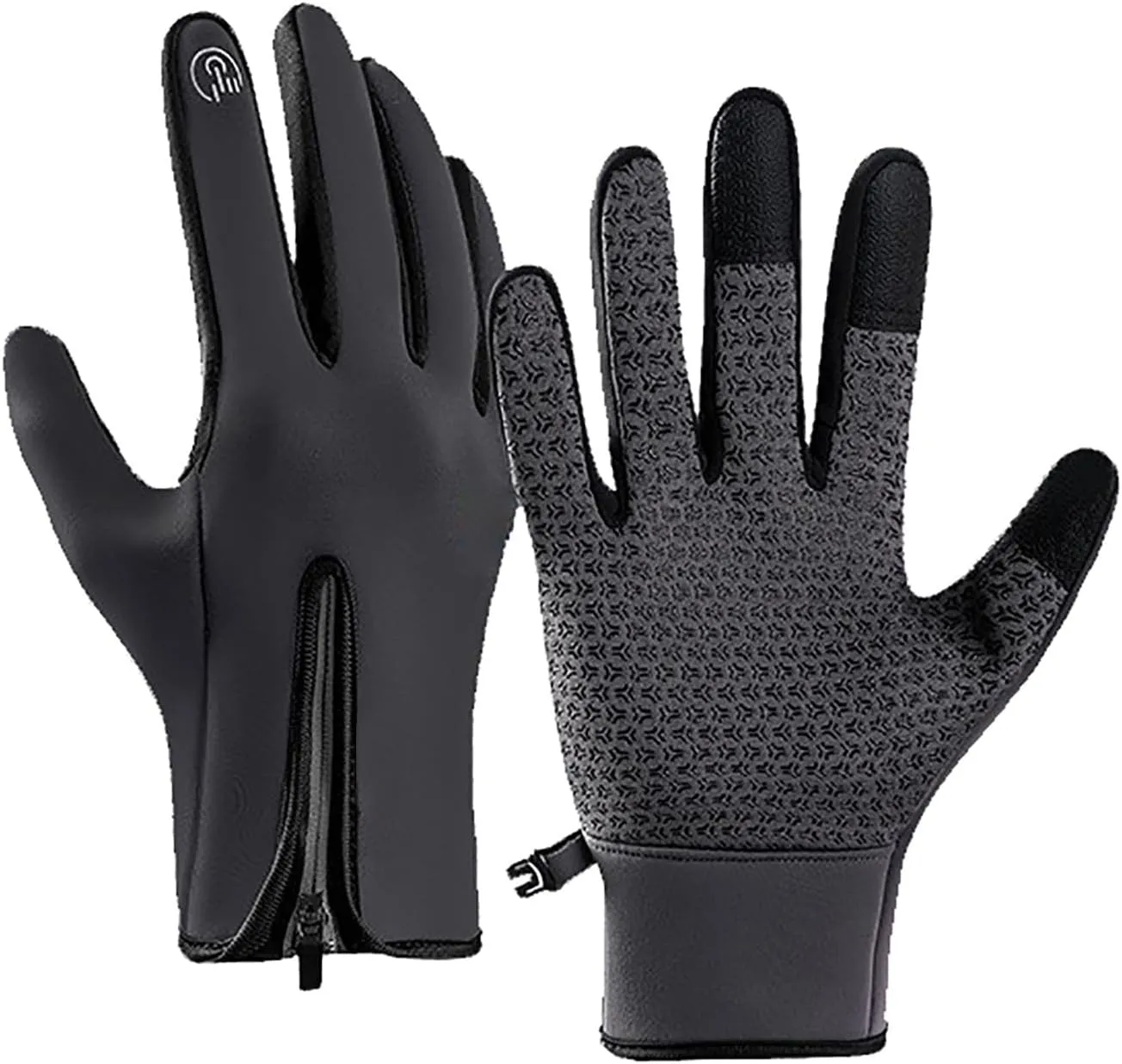 Snowboard Winter Gloves Women Men Cold Weather Ski Warm Thermal Snow Gloves Driving Hiking Cycling Insulated (Grey, One Size)