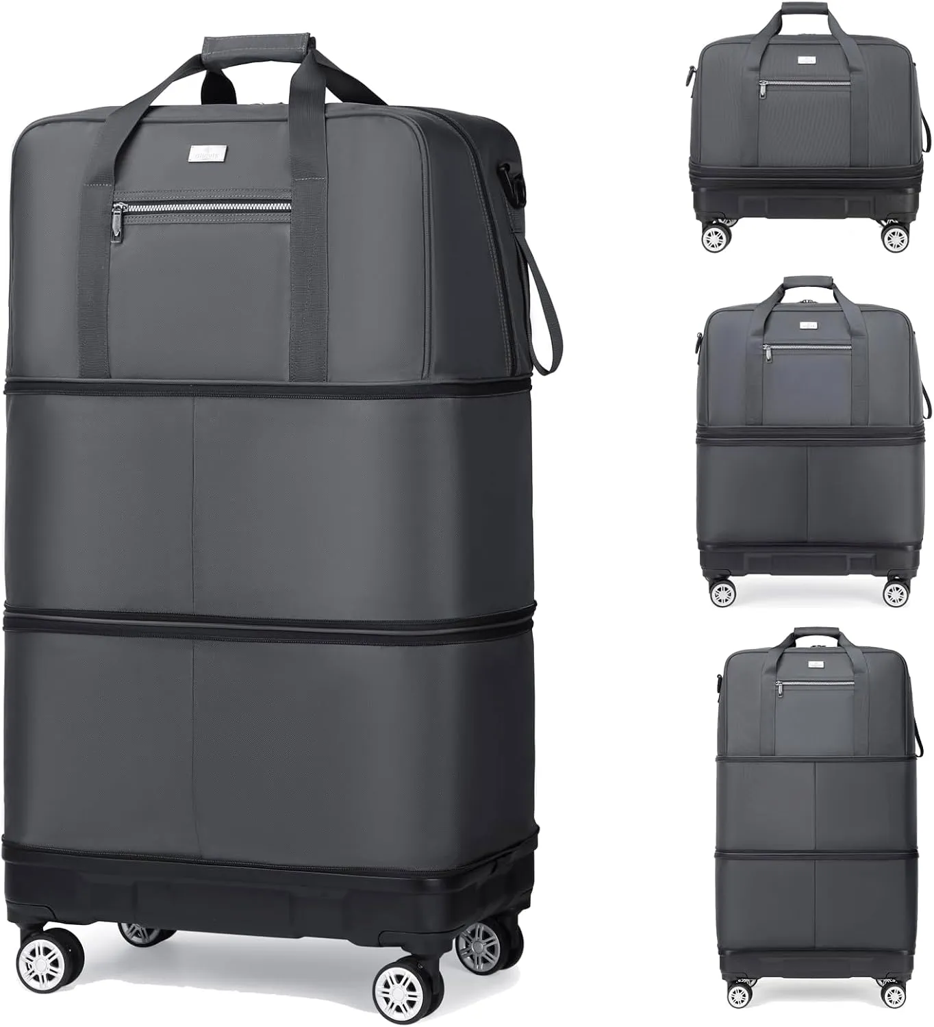 SOBIY Large Expandable Foldable Luggage Collapsible Suitcases Rolling Travel Duffel Bag Lightweight Carry-on Suitcase with Spinner Wheels &Anti-Collision Base Case for Women and Men, Grey, xl, Large