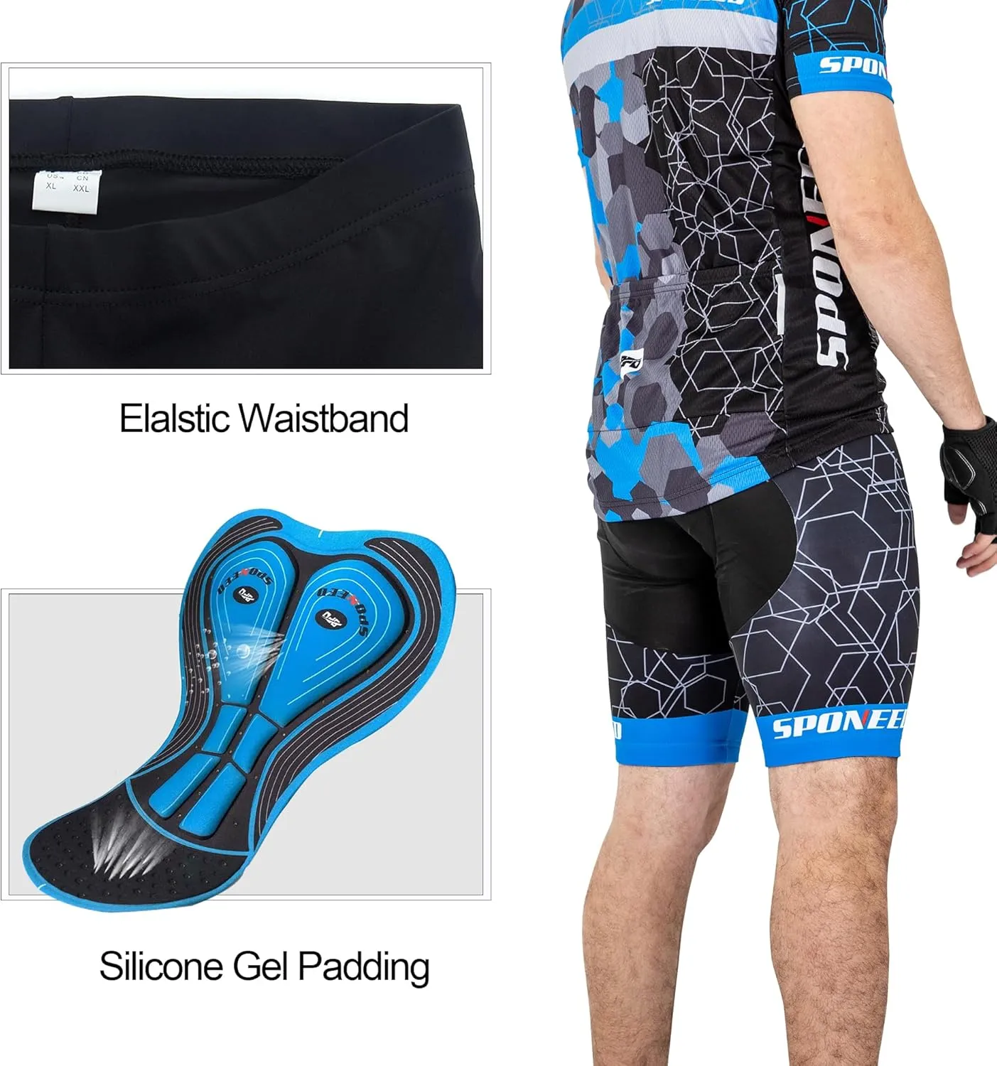 sponeed Men Cycle Outfit Set Bicycle Jersey Road Biker Shorts Trianthlon Cycling Gear Shirts