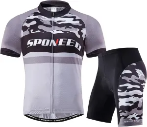 sponeed Men Cycle Outfit Set Bicycle Jersey Road Biker Shorts Trianthlon Cycling Gear Shirts
