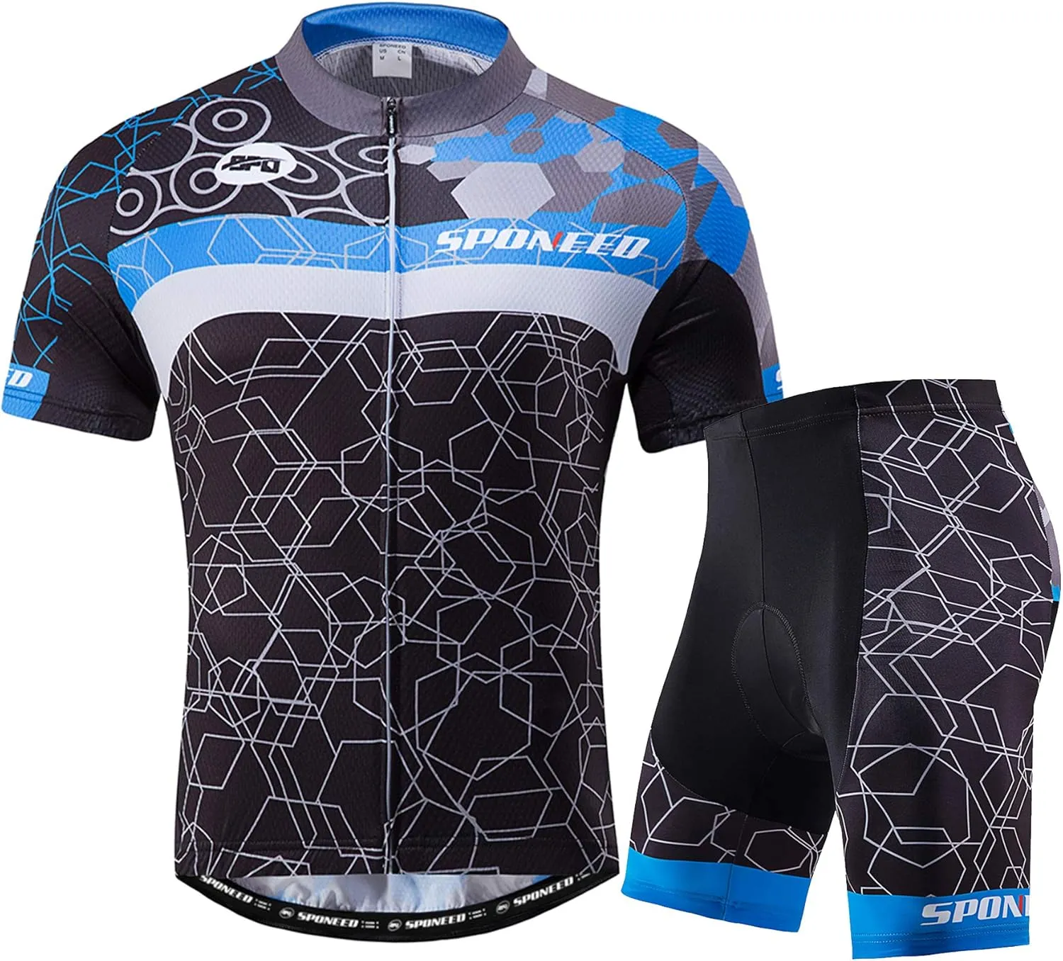 sponeed Men Cycle Outfit Set Bicycle Jersey Road Biker Shorts Trianthlon Cycling Gear Shirts