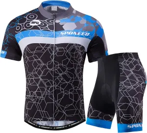 sponeed Men Cycle Outfit Set Bicycle Jersey Road Biker Shorts Trianthlon Cycling Gear Shirts