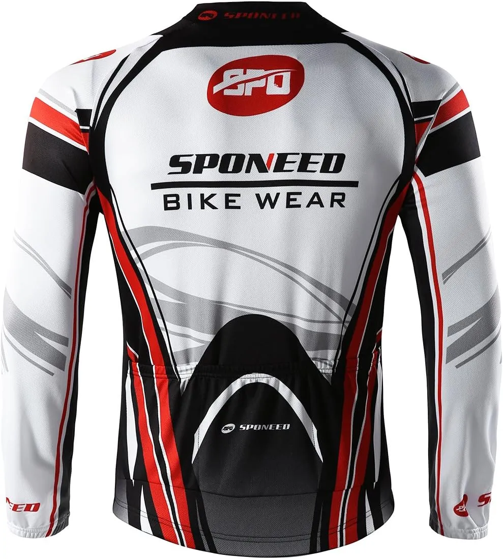 sponeed Men's Bicycle Shirts Long Sleeve Biker Jerseys Full Zipper Winter Cycling Gear Breathable