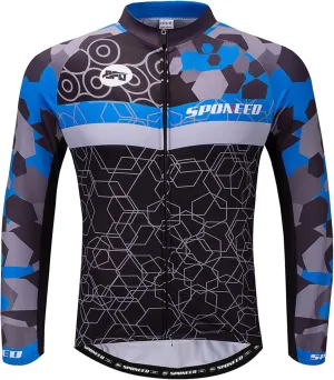sponeed Men's Bicycle Shirts Long Sleeve Biker Jerseys Full Zipper Winter Cycling Gear Breathable