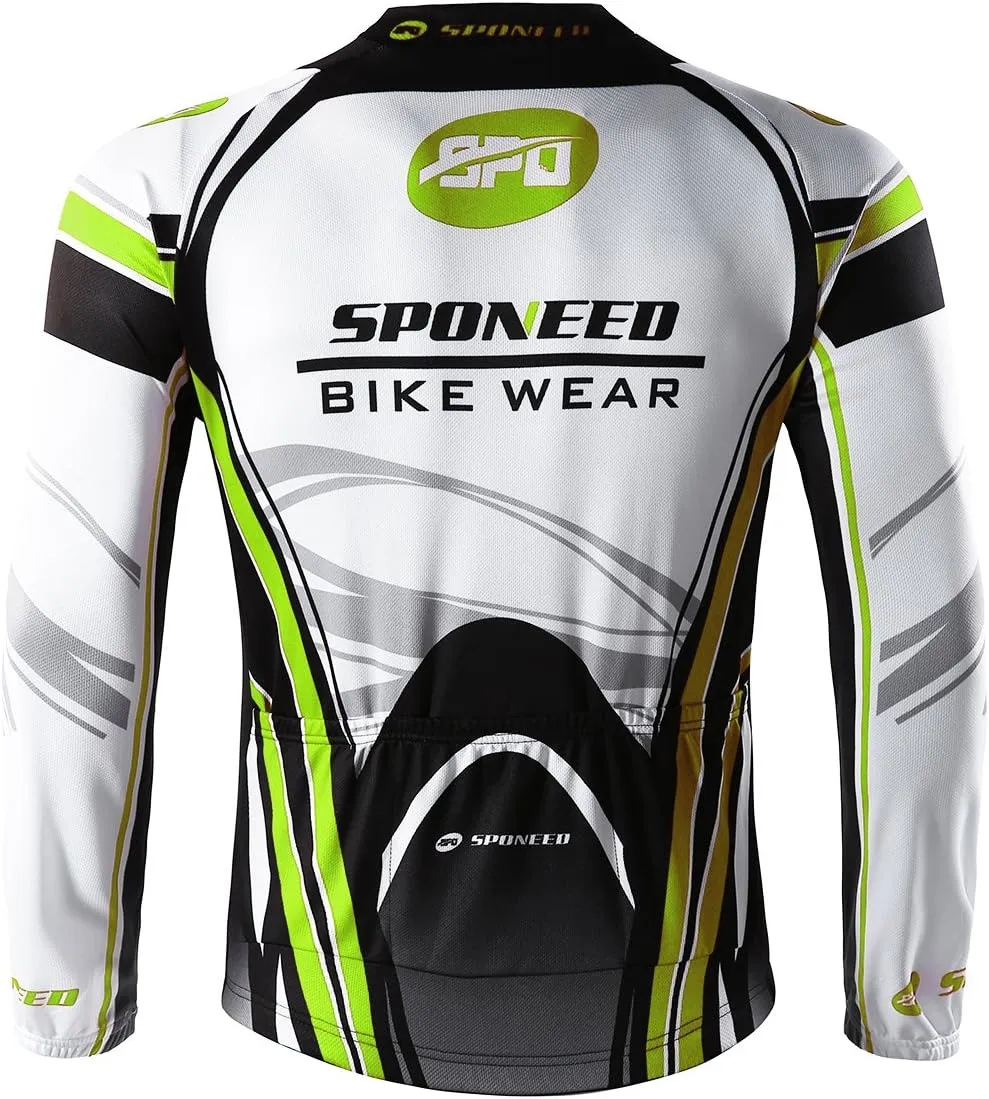 sponeed Men's Bicycle Shirts Long Sleeve Biker Jerseys Full Zipper Winter Cycling Gear Breathable