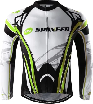 sponeed Men's Bicycle Shirts Long Sleeve Biker Jerseys Full Zipper Winter Cycling Gear Breathable