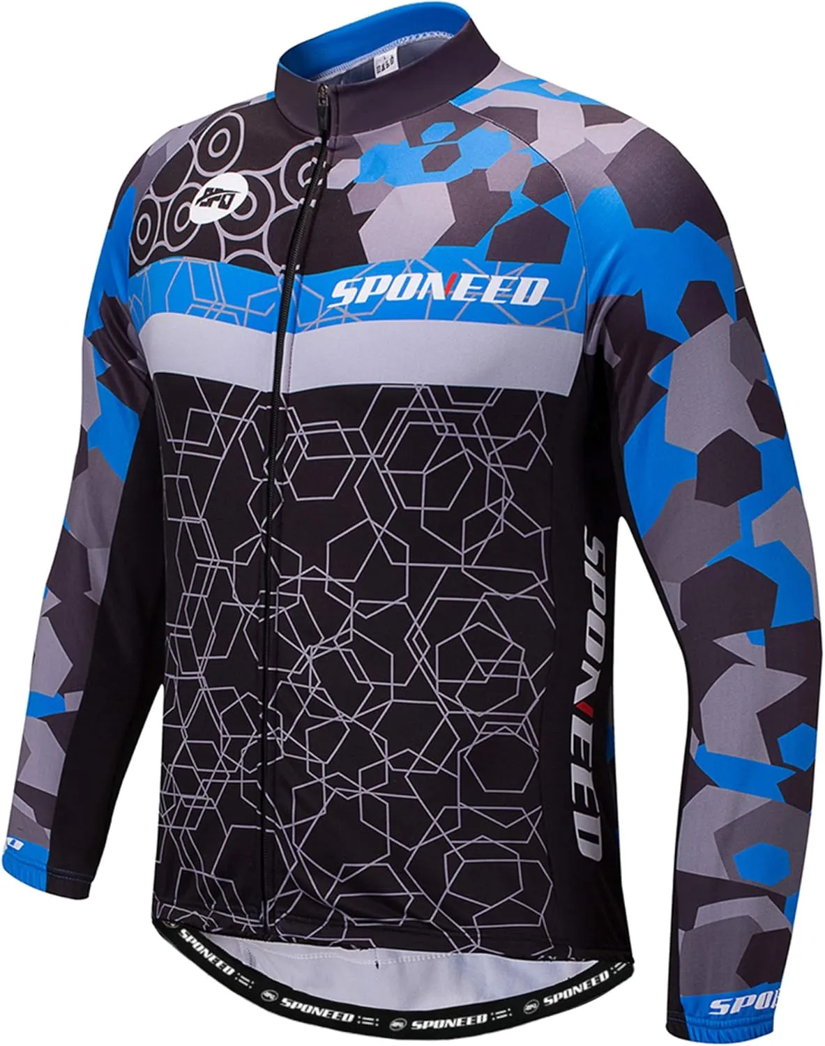 sponeed Men's Bicycle Shirts Long Sleeve Biker Jerseys Full Zipper Winter Cycling Gear Breathable