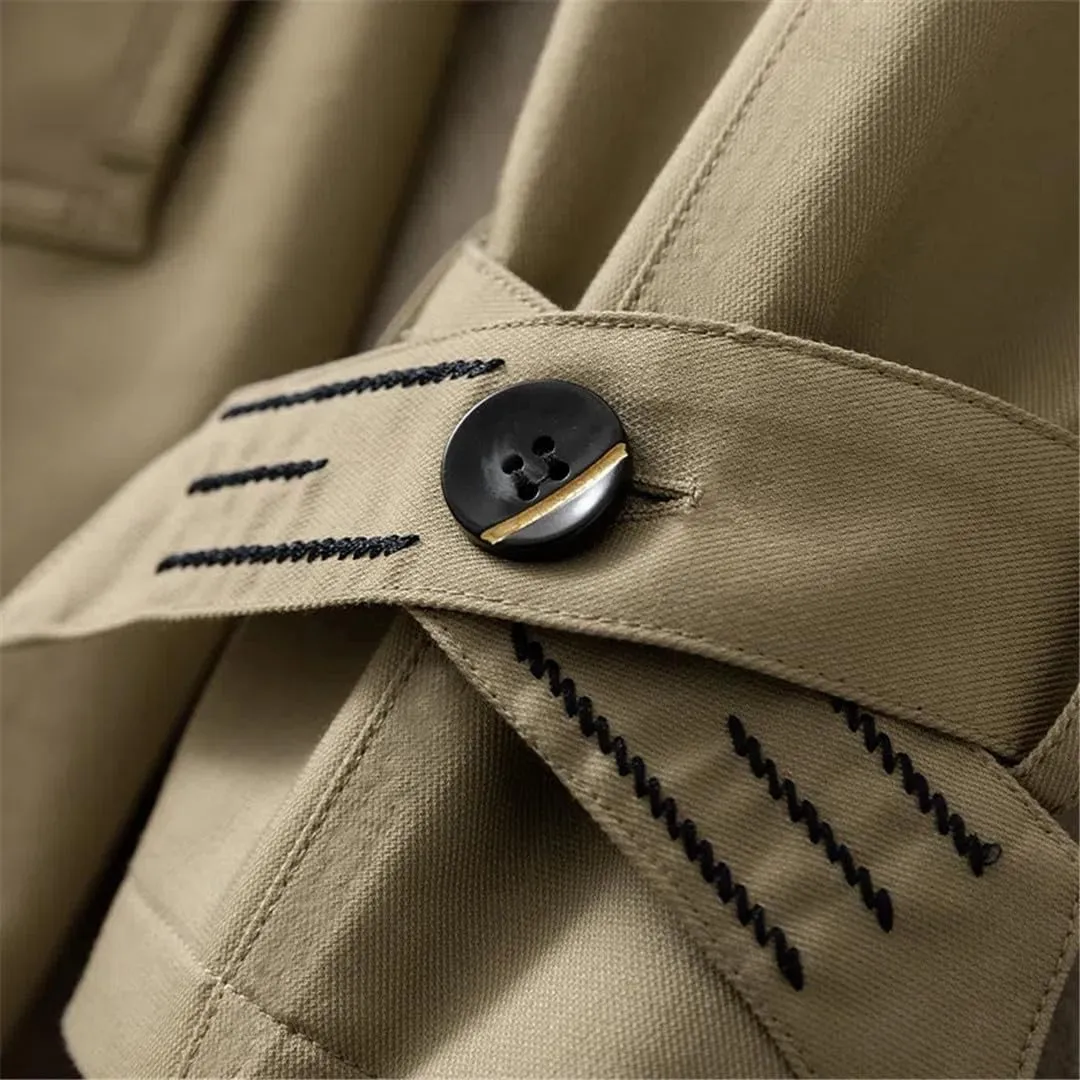 Spring Autumn Windbreakers Lapels Double-Breasted With Belt Slim Trench Coat Jacket Women Outerwear