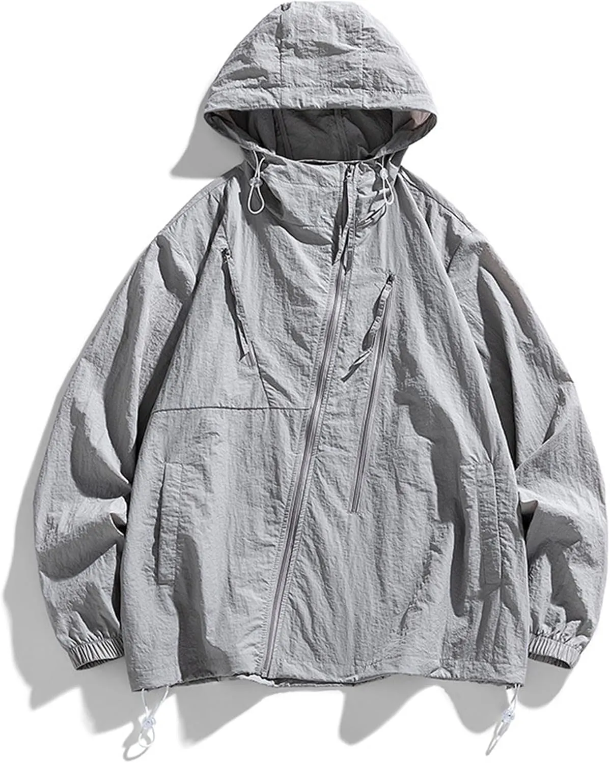 Stylish Sun Jacket for Men 2025 Irregular Pocket Casual Hoodie Long Sleeve Hooded Summer Jackets Athletic Coats